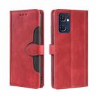 For OPPO Find X5 Lite Skin Feel Straw Hat Magnetic Buckle Leather Phone Case(Red) - 1