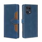 For OPPO Find X5 Pro Skin Feel Straw Hat Magnetic Buckle Leather Phone Case(Blue) - 1