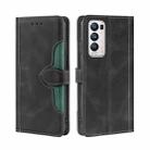 For OPPO Reno5 Pro+ 5G / Find X3 Neo Skin Feel Straw Hat Magnetic Buckle Leather Phone Case(Black) - 1