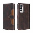 For OPPO Reno5 Pro+ 5G / Find X3 Neo Skin Feel Straw Hat Magnetic Buckle Leather Phone Case(Brown) - 1