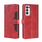 For OPPO Reno5 Pro+ 5G / Find X3 Neo Skin Feel Straw Hat Magnetic Buckle Leather Phone Case(Red) - 1