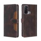 For OPPO Reno5 A Skin Feel Straw Hat Magnetic Buckle Leather Phone Case(Brown) - 1