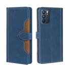 For OPPO Reno6 Skin Feel Straw Hat Magnetic Buckle Leather Phone Case(Blue) - 1