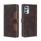 For OPPO Reno6 4G Skin Feel Straw Hat Magnetic Buckle Leather Phone Case(Brown) - 1