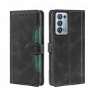 For OPPO Reno6 Pro+ Skin Feel Straw Hat Magnetic Buckle Leather Phone Case(Black) - 1