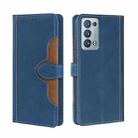 For OPPO Reno6 Pro+ Skin Feel Straw Hat Magnetic Buckle Leather Phone Case(Blue) - 1