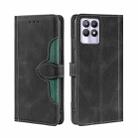 For OPPO Realme 8i Skin Feel Straw Hat Magnetic Buckle Leather Phone Case(Black) - 1