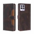 For OPPO Realme 8i Skin Feel Straw Hat Magnetic Buckle Leather Phone Case(Brown) - 1