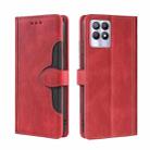 For OPPO Realme 8i Skin Feel Straw Hat Magnetic Buckle Leather Phone Case(Red) - 1