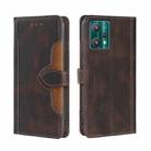 For OPPO Realme 9 Pro Skin Feel Straw Hat Magnetic Buckle Leather Phone Case(Brown) - 1