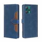 For OPPO Realme 9 Pro Skin Feel Straw Hat Magnetic Buckle Leather Phone Case(Blue) - 1