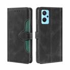 For OPPO Realme 9i / A36&#160;4G /A96&#160;4G /K10&#160;4G /A76&#160;4G Skin Feel Straw Hat Magnetic Buckle Leather Phone Case(Black) - 1