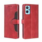 For OPPO Realme 9i / A36&#160;4G /A96&#160;4G /K10&#160;4G /A76&#160;4G Skin Feel Straw Hat Magnetic Buckle Leather Phone Case(Red) - 1