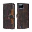 For OPPO Realme C20 Skin Feel Straw Hat Magnetic Buckle Leather Phone Case(Brown) - 1