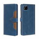 For OPPO Realme C20 Skin Feel Straw Hat Magnetic Buckle Leather Phone Case(Blue) - 1