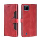 For OPPO Realme C20 Skin Feel Straw Hat Magnetic Buckle Leather Phone Case(Red) - 1