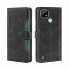 For OPPO Realme C21 Skin Feel Straw Hat Magnetic Buckle Leather Phone Case(Black) - 1