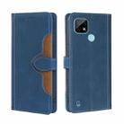 For OPPO Realme C21 Skin Feel Straw Hat Magnetic Buckle Leather Phone Case(Blue) - 1