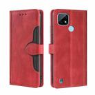 For OPPO Realme C21 Skin Feel Straw Hat Magnetic Buckle Leather Phone Case(Red) - 1