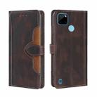 For OPPO Realme C21Y Skin Feel Straw Hat Magnetic Buckle Leather Phone Case(Brown) - 1