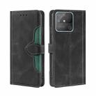 For OPPO Realme Narzo 50A Skin Feel Straw Hat Magnetic Buckle Leather Phone Case(Black) - 1