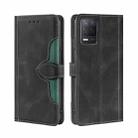 For OPPO Realme 8 5G / Realme V13 5G Skin Feel Straw Hat Magnetic Buckle Leather Phone Case(Black) - 1