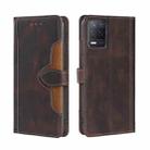 For OPPO Realme 8 5G / Realme V13 5G Skin Feel Straw Hat Magnetic Buckle Leather Phone Case(Brown) - 1