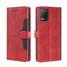 For OPPO Realme 8 5G / Realme V13 5G Skin Feel Straw Hat Magnetic Buckle Leather Phone Case(Red) - 1