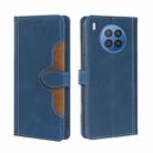 For Huawei nova 8i Skin Feel Straw Hat Magnetic Buckle Leather Phone Case(Blue) - 1