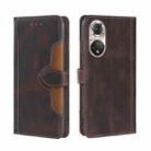 For Honor 50 Pro Skin Feel Straw Hat Magnetic Buckle Leather Phone Case(Brown) - 1