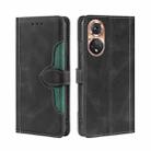 For Honor 50 Skin Feel Straw Hat Magnetic Buckle Leather Phone Case(Black) - 1