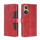 For Honor 50 Skin Feel Straw Hat Magnetic Buckle Leather Phone Case(Red) - 1