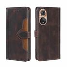 For Honor 50 Skin Feel Straw Hat Magnetic Buckle Leather Phone Case(Brown) - 1