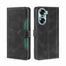 For Honor 60 Skin Feel Straw Hat Magnetic Buckle Leather Phone Case(Black) - 1