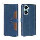 For Honor 60 Skin Feel Straw Hat Magnetic Buckle Leather Phone Case(Blue) - 1