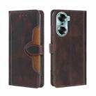 For Honor 60 Skin Feel Straw Hat Magnetic Buckle Leather Phone Case(Brown) - 1