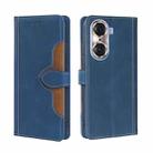 For Honor 60 Pro Skin Feel Straw Hat Magnetic Buckle Leather Phone Case(Blue) - 1