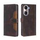 For Honor 60 Pro Skin Feel Straw Hat Magnetic Buckle Leather Phone Case(Brown) - 1