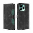 For Honor 60 SE Skin Feel Straw Hat Magnetic Buckle Leather Phone Case(Black) - 1