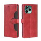 For Honor 60 SE Skin Feel Straw Hat Magnetic Buckle Leather Phone Case(Red) - 1