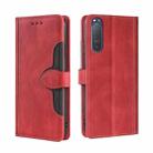 For Sony Xperia 5 II Skin Feel Straw Hat Magnetic Buckle Leather Phone Case(Red) - 1