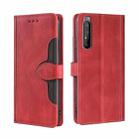 For Sony Xperia 1 II Skin Feel Straw Hat Magnetic Buckle Leather Phone Case(Red) - 1