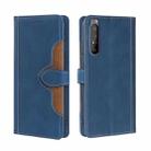 For Sony Xperia 1 II Skin Feel Straw Hat Magnetic Buckle Leather Phone Case(Blue) - 1