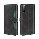 For Sony Xperia 10 II Skin Feel Straw Hat Magnetic Buckle Leather Phone Case(Black) - 1