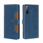 For Sony Xperia 10 II Skin Feel Straw Hat Magnetic Buckle Leather Phone Case(Blue) - 1