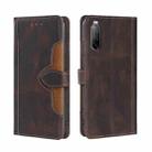 For Sony Xperia 10 II Skin Feel Straw Hat Magnetic Buckle Leather Phone Case(Brown) - 1