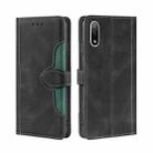 For Sony Xperia Ace II Skin Feel Straw Hat Magnetic Buckle Leather Phone Case(Black) - 1