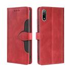 For Sony Xperia Ace II Skin Feel Straw Hat Magnetic Buckle Leather Phone Case(Red) - 1