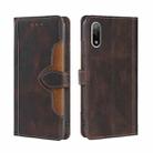 For Sony Xperia Ace II Skin Feel Straw Hat Magnetic Buckle Leather Phone Case(Brown) - 1