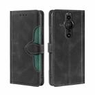 For Sony Xperia Pro I Skin Feel Straw Hat Magnetic Buckle Leather Phone Case(Black) - 1